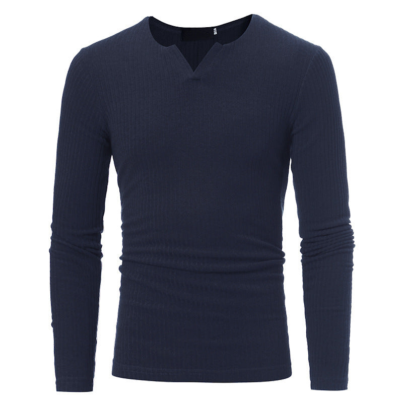 Jude™ | Men's Slim Ribbed Knit Sweater with Notch Neck