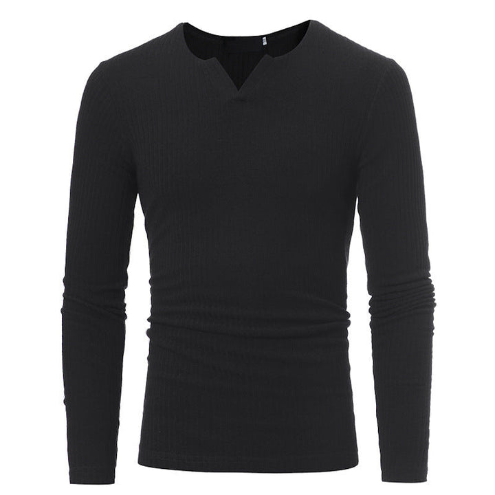 Jude™ | Men's Slim Ribbed Knit Sweater with Notch Neck