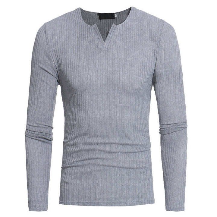 Jude™ | Men's Slim Ribbed Knit Sweater with Notch Neck
