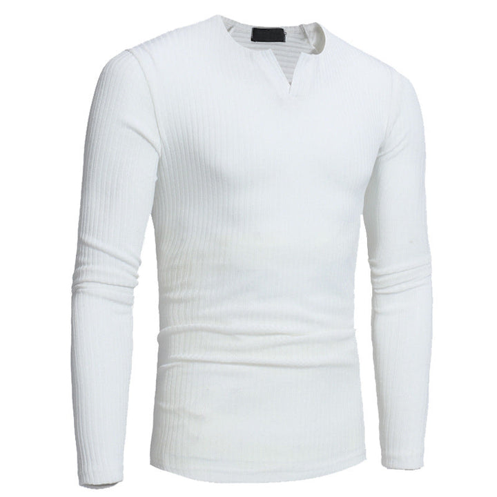 Jude™ | Men's Slim Ribbed Knit Sweater with Notch Neck