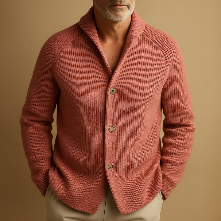 Violaine™ | Women's Textured Knit Cardigan with Notch Collar and Patch Pockets