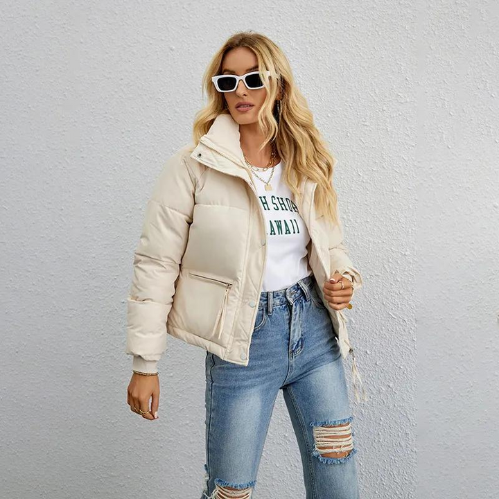 Iona™ | Women's Short High Neck Puffer Jacket with Zip Pockets