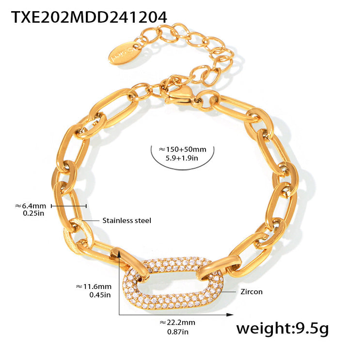 Massive jewelry set with chain link and pavé elements | Gold