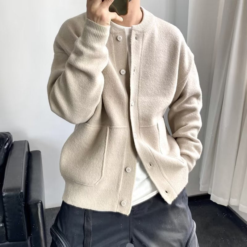 Xavier™ | Men's Crew Neck Knit Cardigan with Patch Pockets