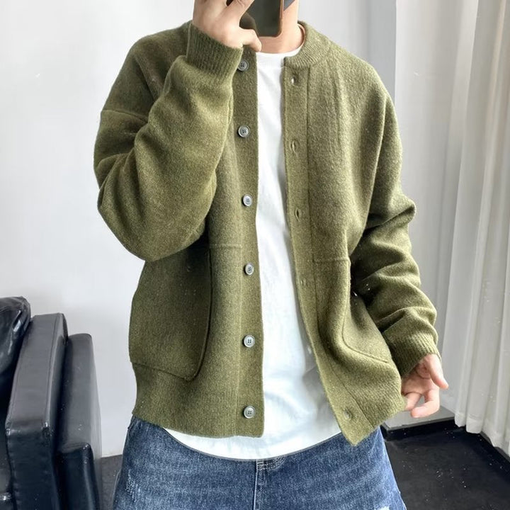 Xavier™ | Men's Crew Neck Knit Cardigan with Patch Pockets