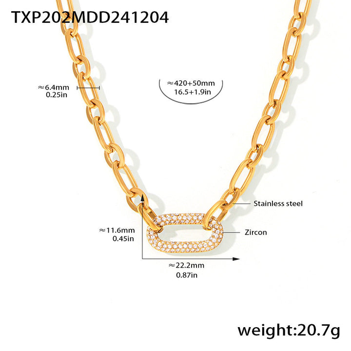 Massive jewelry set with chain link and pavé elements | Gold