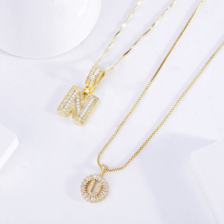 Pavé Initial Necklace Set | Gold