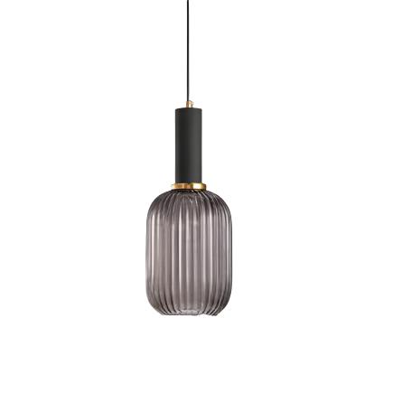 Ribbed Glass Pendant Light with Metal Tube Fitting — view 11