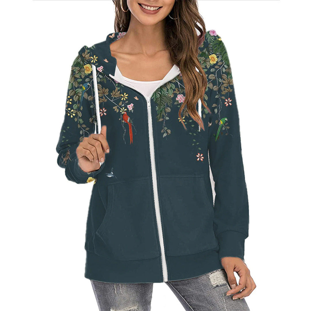 Maelis™ | Women's Butterfly Print Gradient Zip Up Hoodie