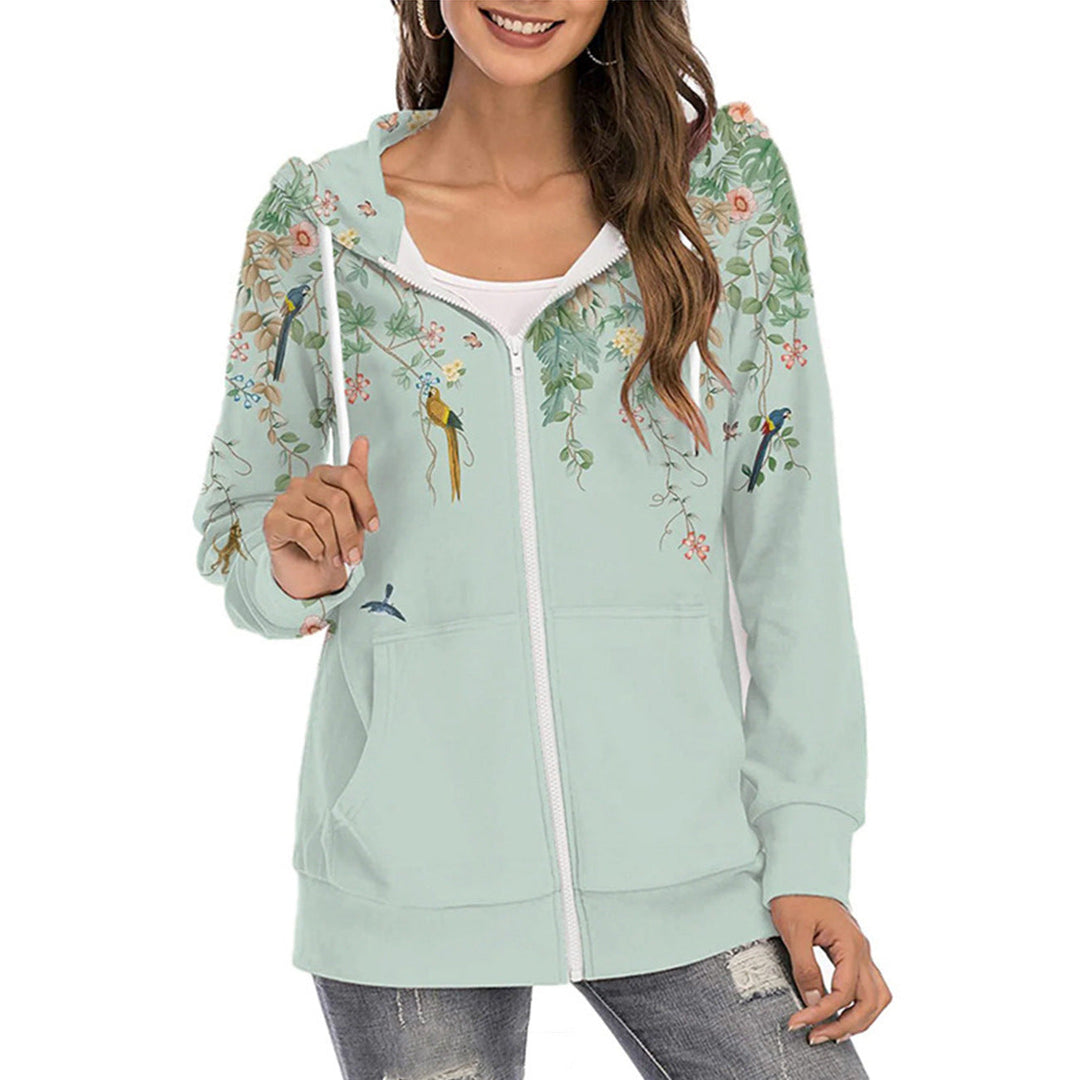Maelis™ | Women's Butterfly Print Gradient Zip Up Hoodie