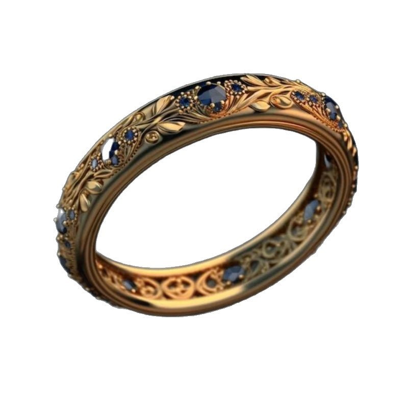 Orianne™ | Women's Vintage Filigree Band Ring with Dark Stones