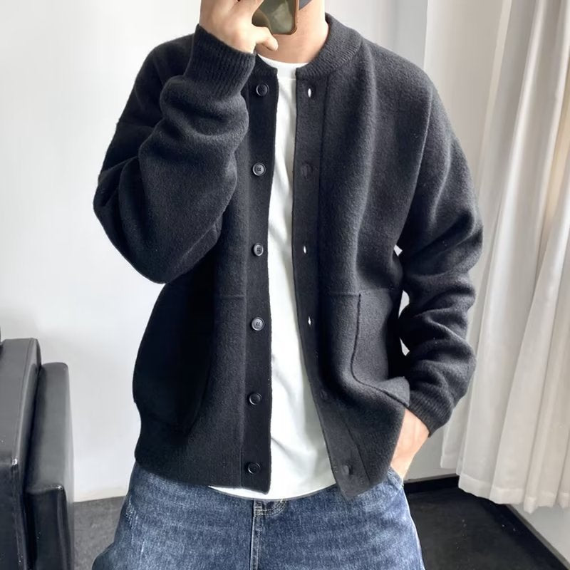 Xavier™ | Men's Crew Neck Knit Cardigan with Patch Pockets