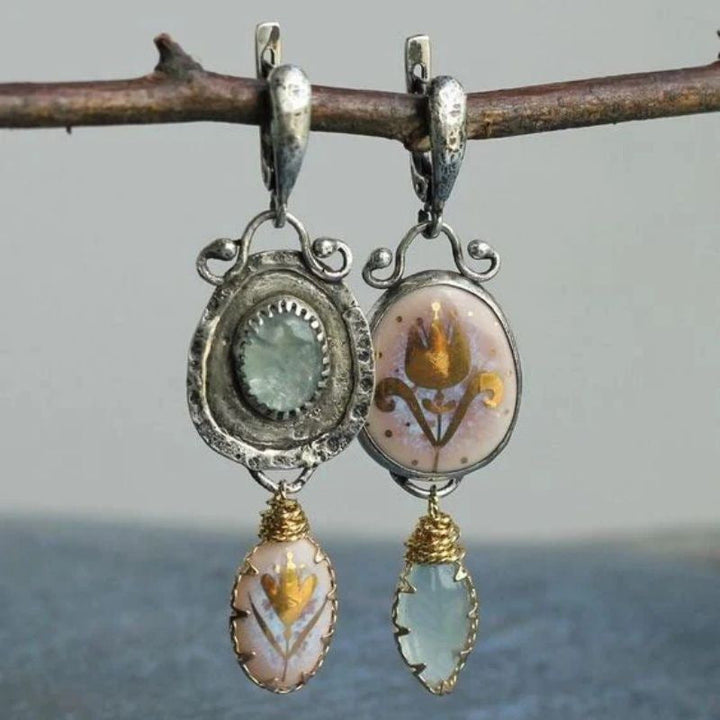 Servane™ | Women's Vintage Cameo Drop Earrings with Teardrop Stones
