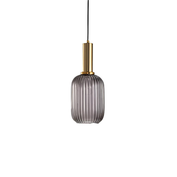 Ribbed Glass Pendant Light with Metal Tube Fitting — view 9