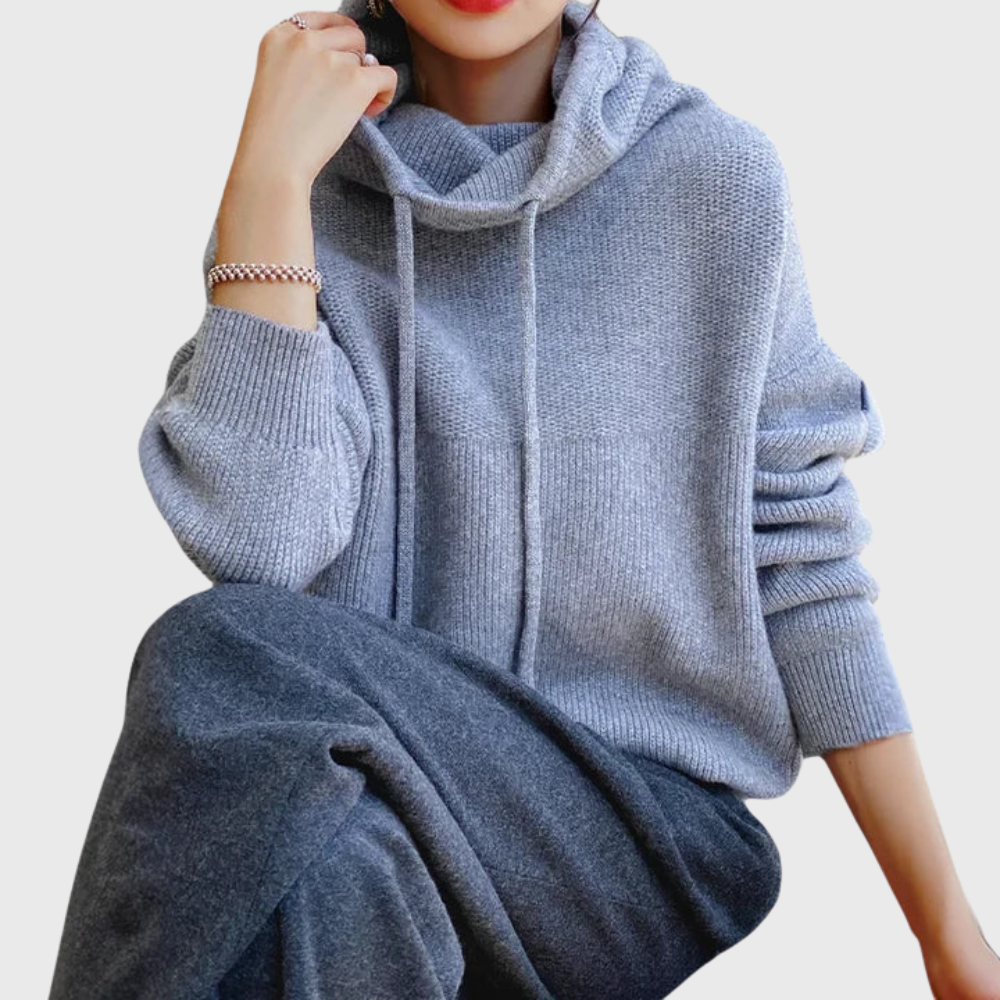 Svea™ | Women's Knit Hoodie with Drawstring Cowl Hood