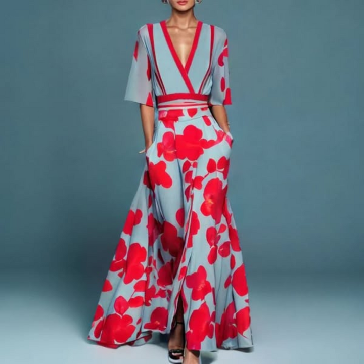 Hazel - Elegant Floral Wrap Dress