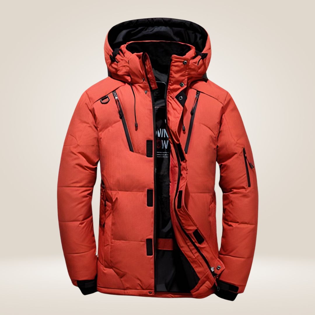 Emrys™ | Men's Hooded Puffer Jacket with Storm Flap