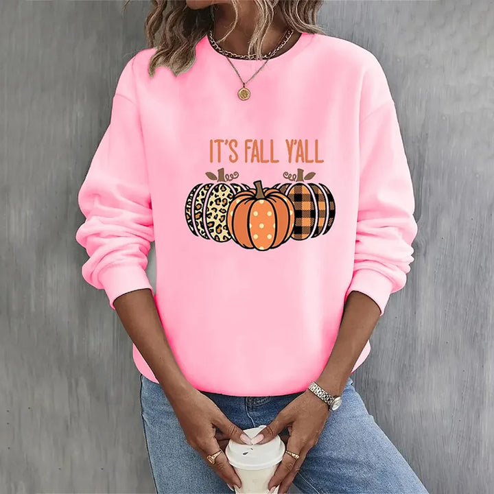 Nell™ | Women's Fall Pumpkin Graphic Crew Neck Sweatshirt