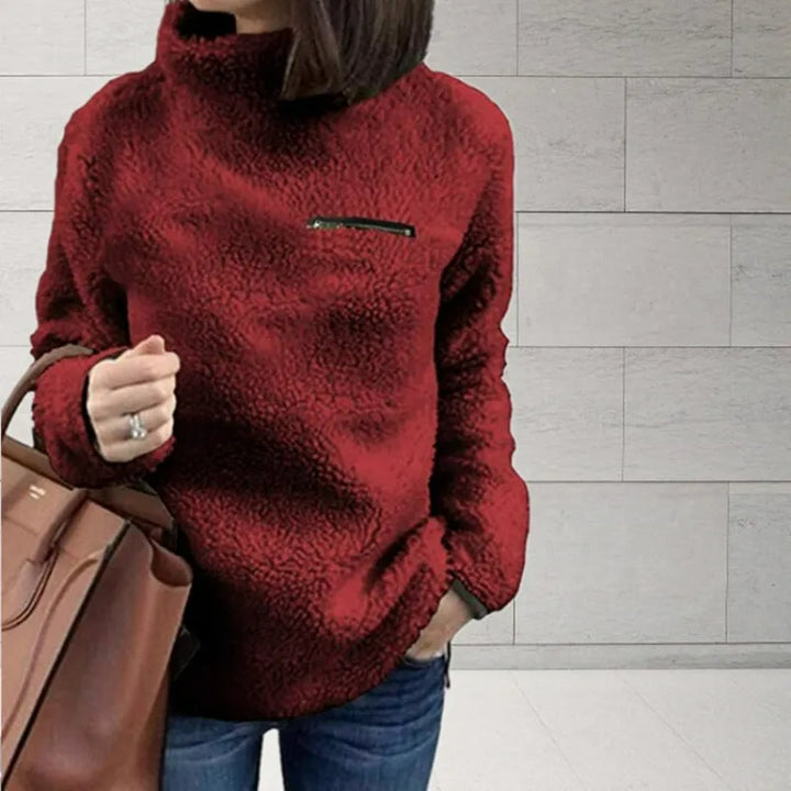 Wrenlee™ | Women's High Neck Teddy Fleece Pullover Sweatshirt