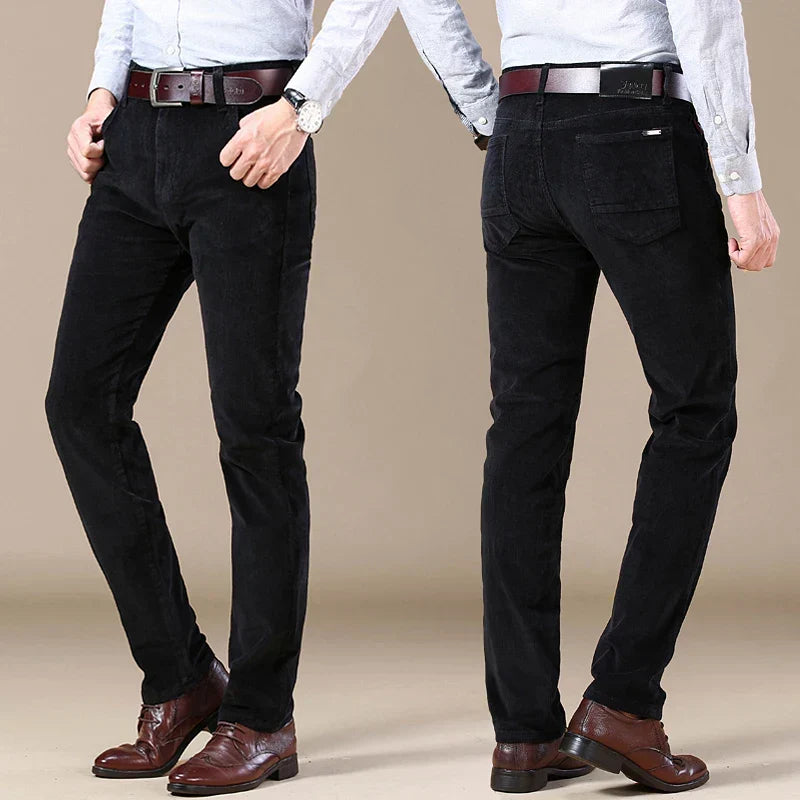 Cato™ | Men's Wale-Texture Straight Trousers with Stretch Waist