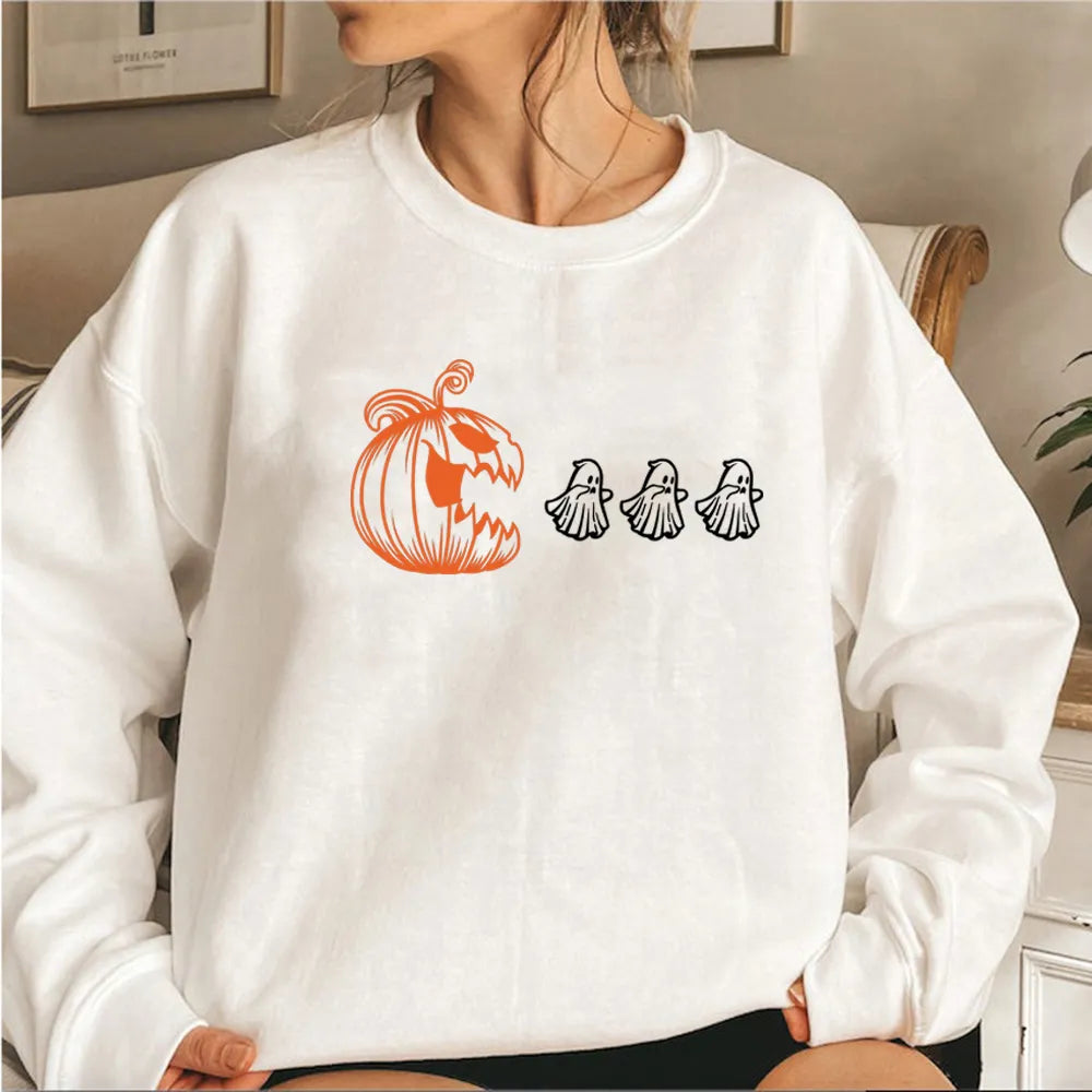 Saffi™ | Women's Halloween Pumpkin and Ghost Graphic Sweatshirt