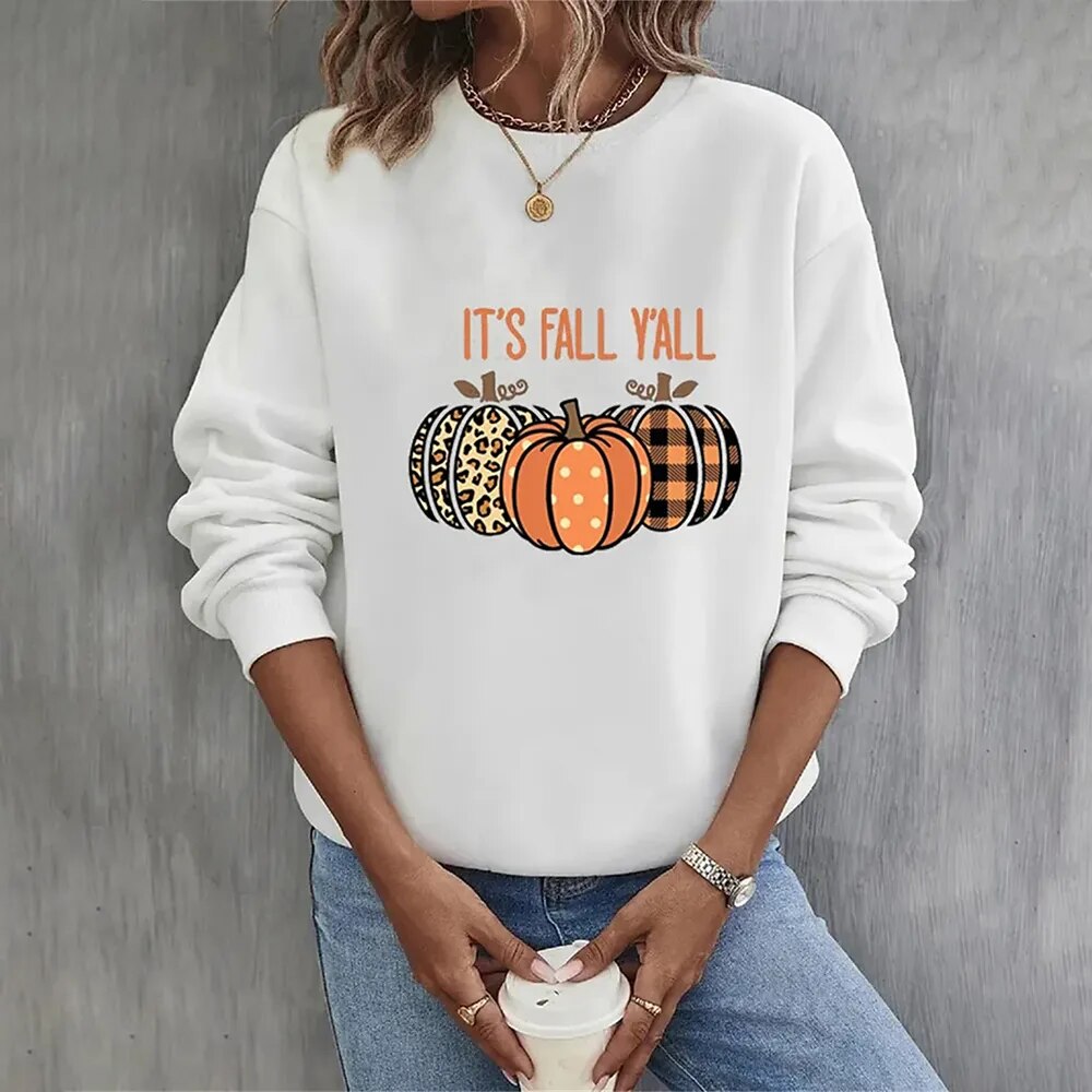 Nell™ | Women's Fall Pumpkin Graphic Crew Neck Sweatshirt