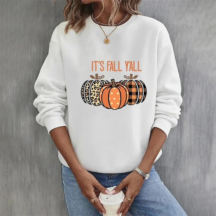 Nell™ | Women's Fall Pumpkin Graphic Crew Neck Sweatshirt
