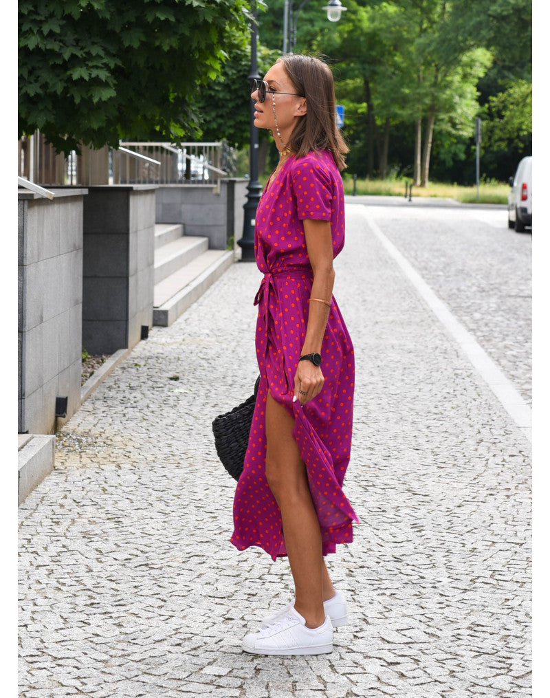 Tzahalit™ | Elegant V-Neck Floral Dress
