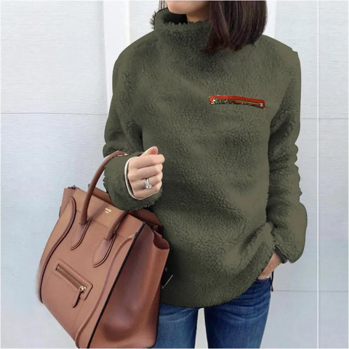 Wrenlee™ | Women's High Neck Teddy Fleece Pullover Sweatshirt