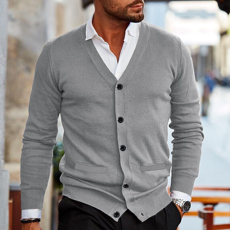 Harvey™ | Men's Fine Knit V-Neck Button Cardigan