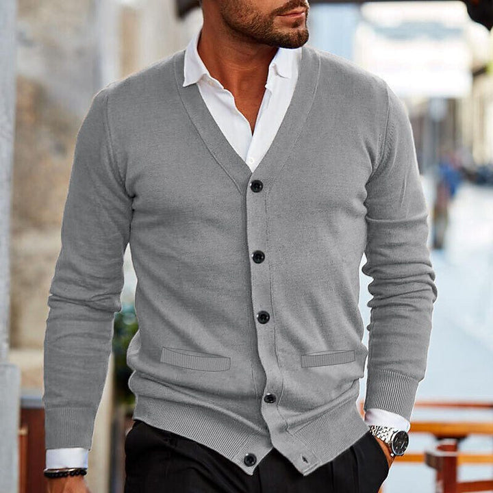 Harvey™ | Men's Fine Knit V-Neck Button Cardigan