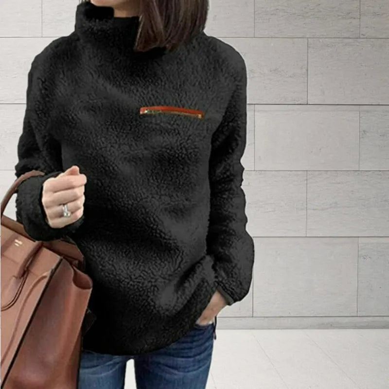 Wrenlee™ | Women's High Neck Teddy Fleece Pullover Sweatshirt