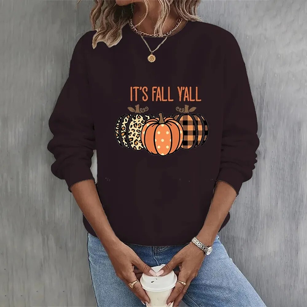 Nell™ | Women's Fall Pumpkin Graphic Crew Neck Sweatshirt