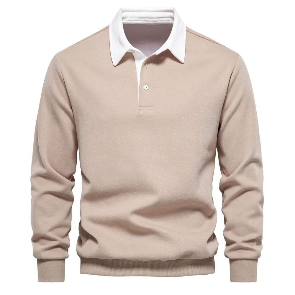 Nelson™ | Men's Polo Collar Sweatshirt with Button Placket