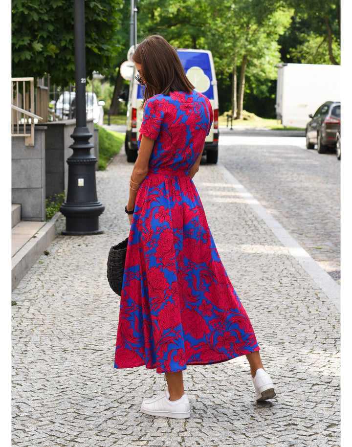 Tzahalit™ | Elegant V-Neck Floral Dress