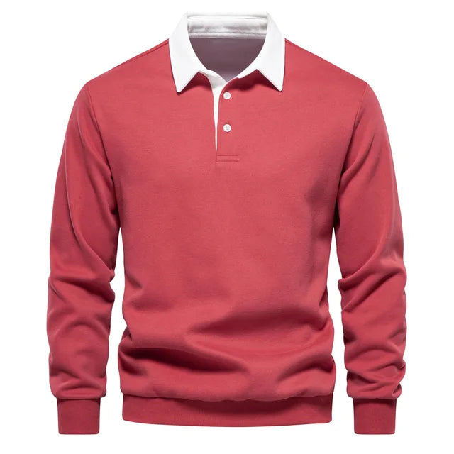 Nelson™ | Men's Polo Collar Sweatshirt with Button Placket