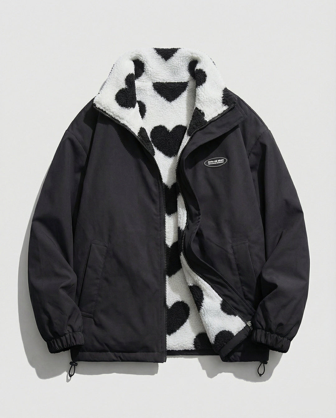 Gwendolen™ | Women's Zip Up Winter Jacket with Heart Print Fleece Lining