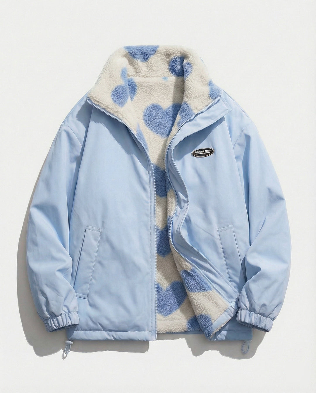 Gwendolen™ | Women's Zip Up Winter Jacket with Heart Print Fleece Lining