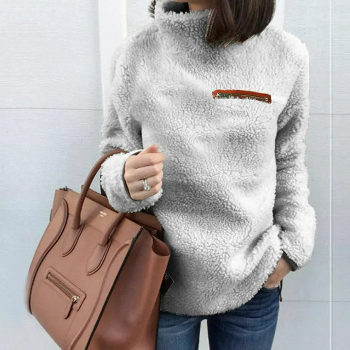 Wrenlee™ | Women's High Neck Teddy Fleece Pullover Sweatshirt