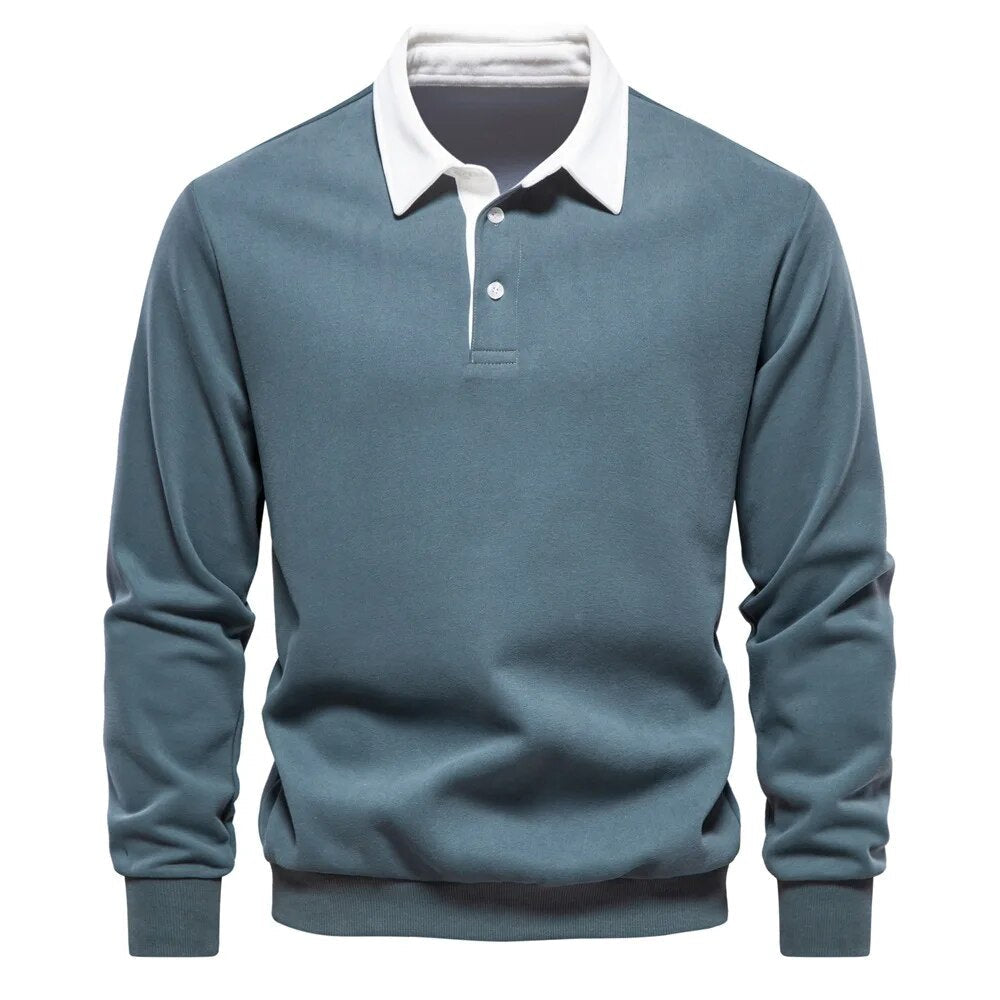 Nelson™ | Men's Polo Collar Sweatshirt with Button Placket