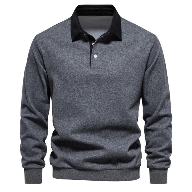 Nelson™ | Men's Polo Collar Sweatshirt with Button Placket