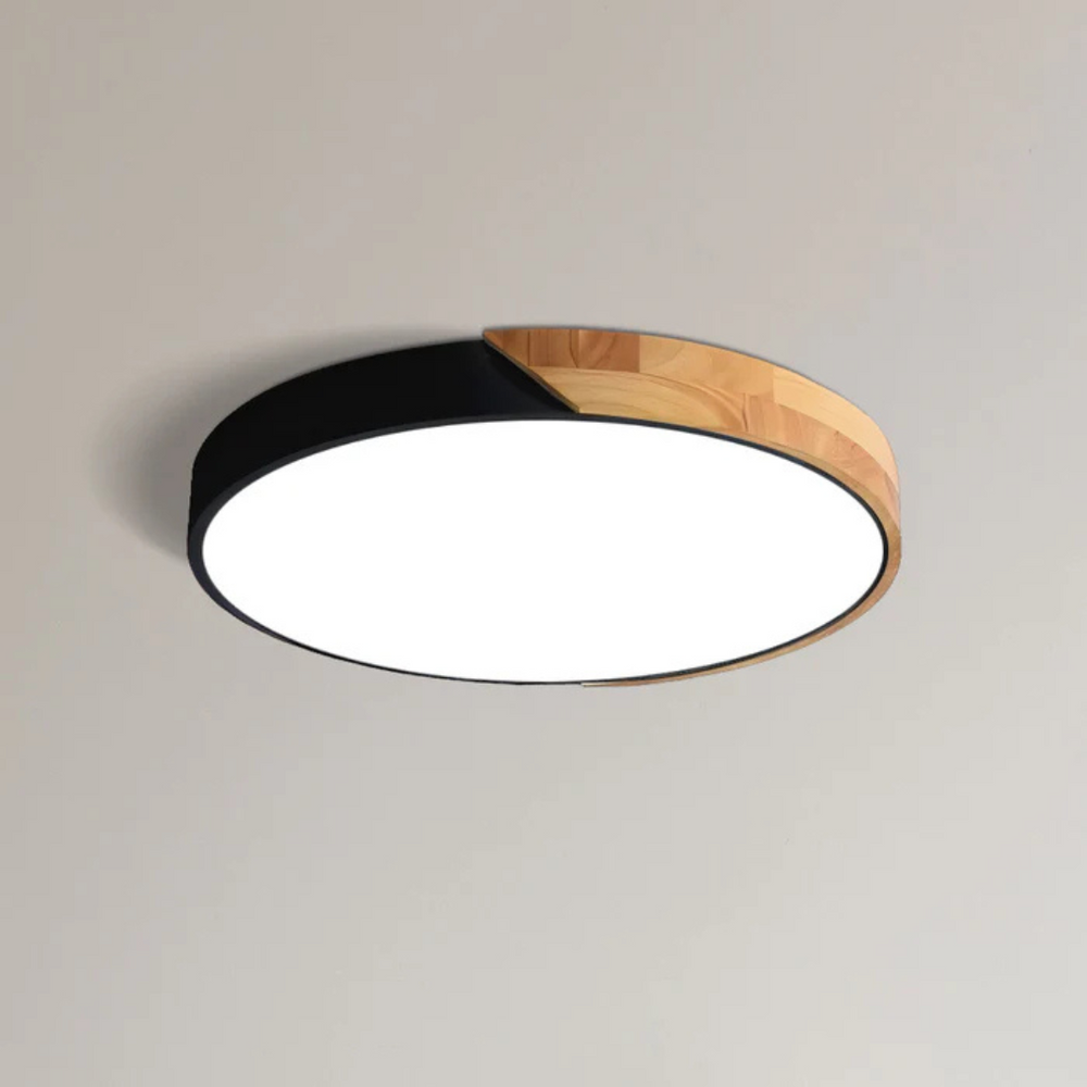 LED Scandinavian Wood Flush Mount Ceiling Light — view 2