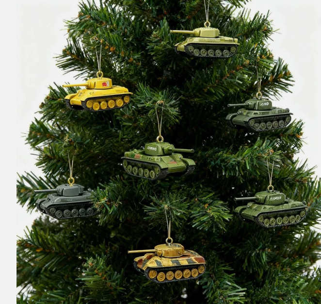 WWII Tank Advent Calendar with 24 Tank Ornaments