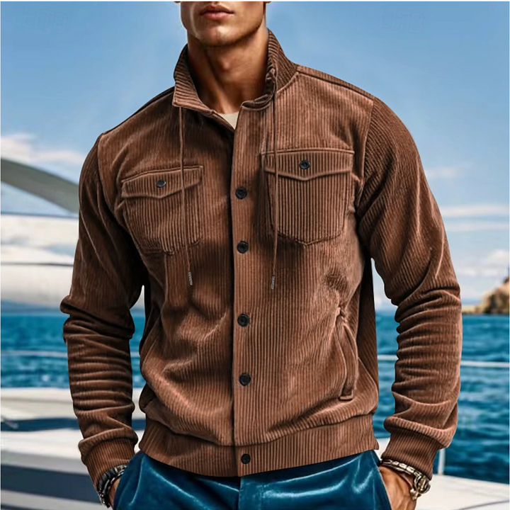 Sawyer™ | Men's Wale-Texture Jacket with Drawstring Stand Collar