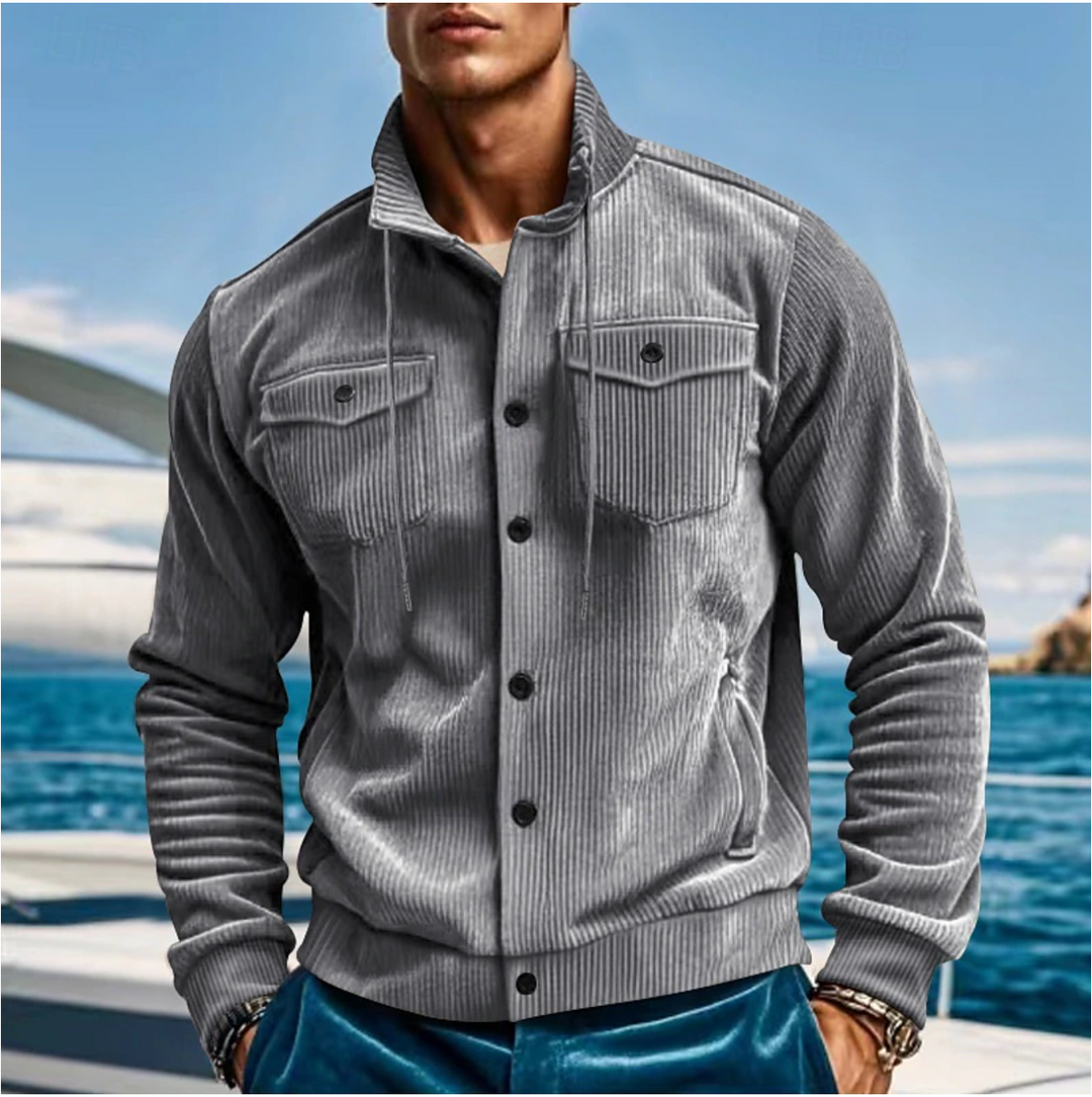 Sawyer™ | Men's Wale-Texture Jacket with Drawstring Stand Collar