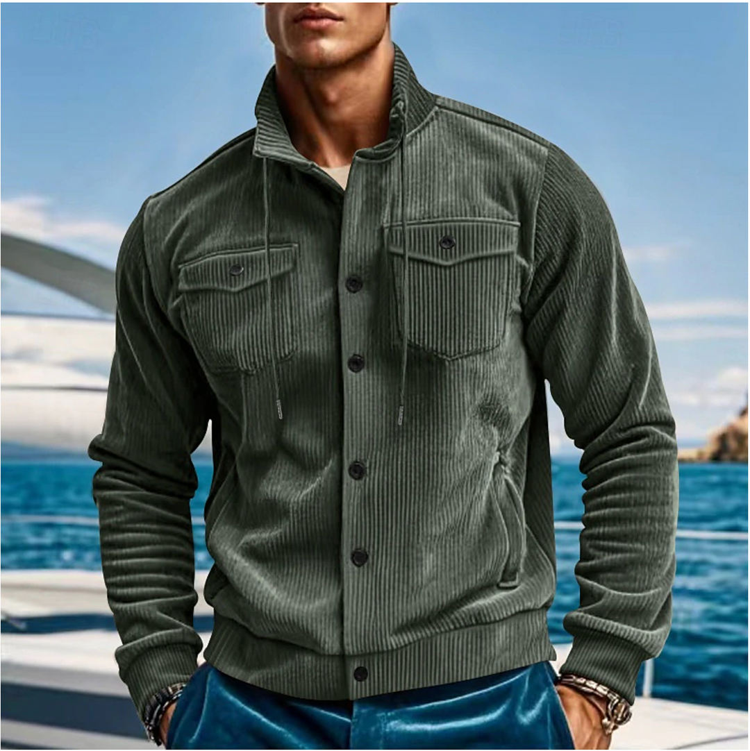 Sawyer™ | Men's Wale-Texture Jacket with Drawstring Stand Collar