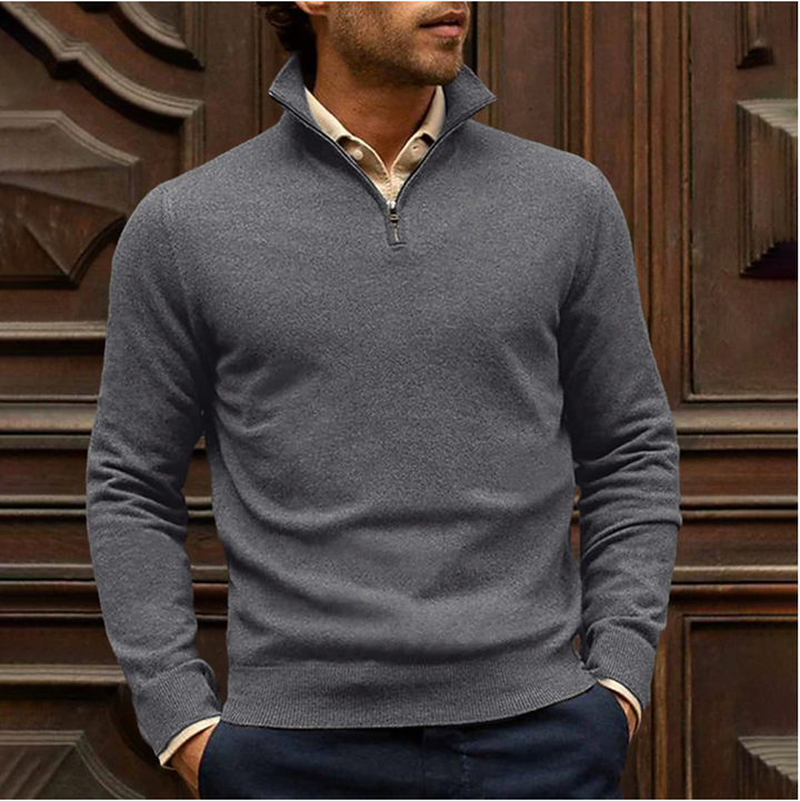 Stellan™ | Men's Quarter-Zip Knit Sweater with Stand Collar