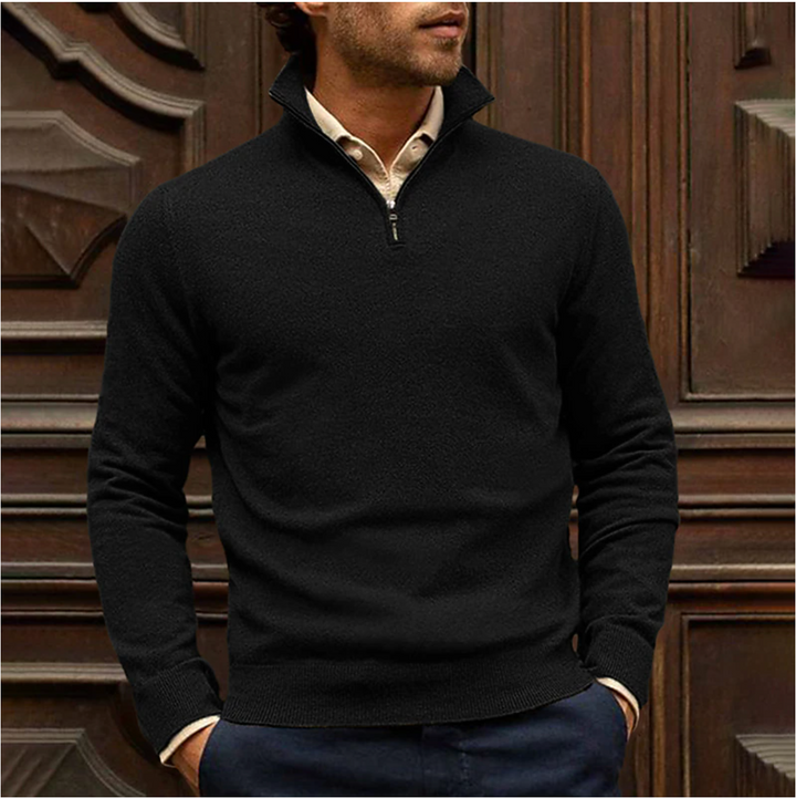 Stellan™ | Men's Quarter-Zip Knit Sweater with Stand Collar