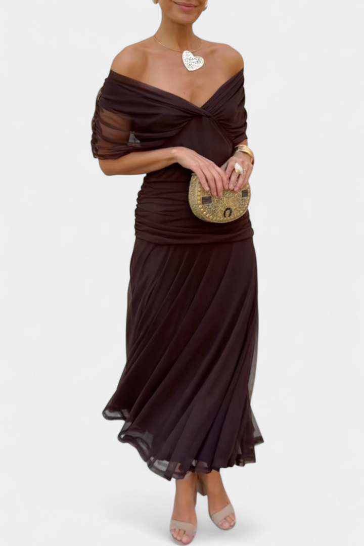 Florendra™ | Long Floral V Neck Dress