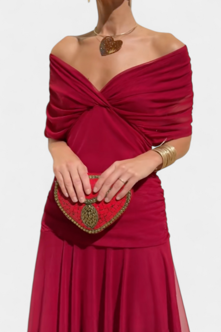 Florendra™ | Long Floral V Neck Dress